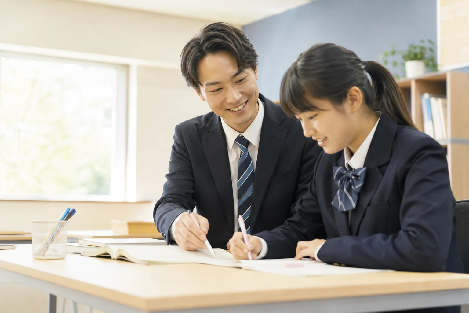 講師が生徒の学習を支える教室風景