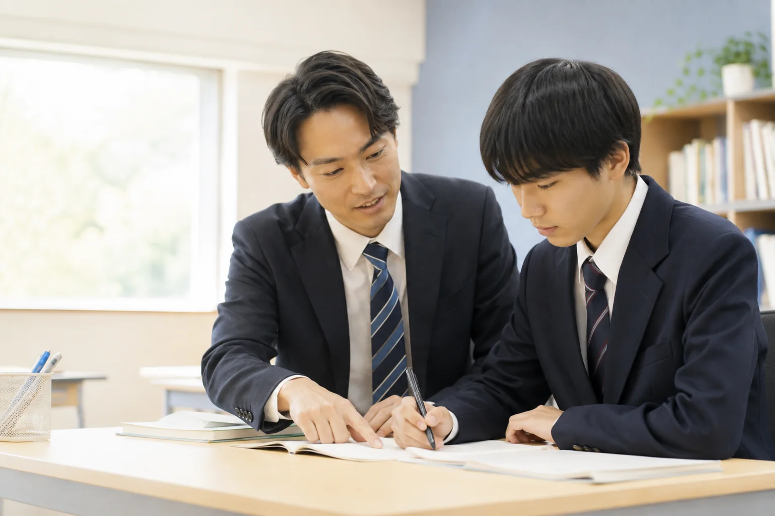 講師が生徒の学習を個別に指導する様子